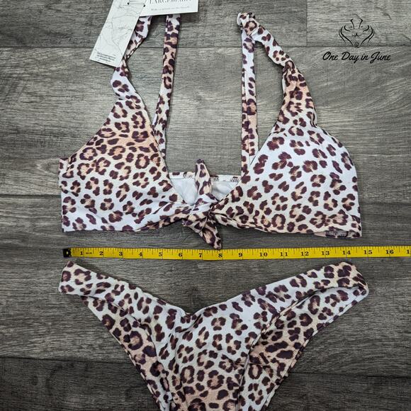 Largeberry Leopard Print Tie Front Bikini Size L - Picture 3 of 4